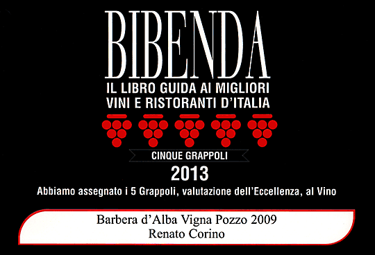 Bibenda 5 grappoli Barbera Pozzo 2009